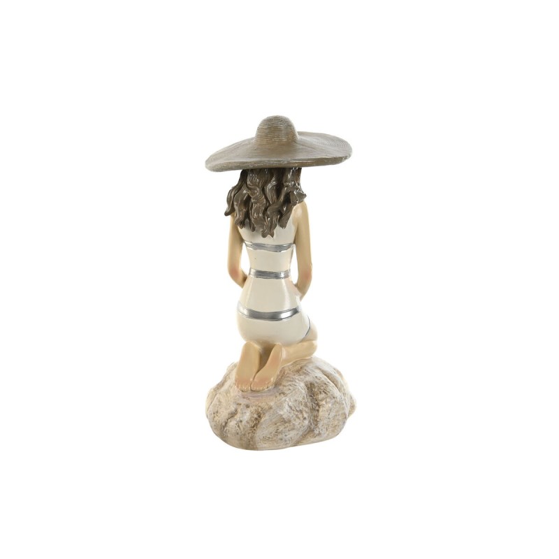 Decorative Figure Home ESPRIT White Beige Lady Mediterranean 12 x 8,5 x 20 cm (2 Units)