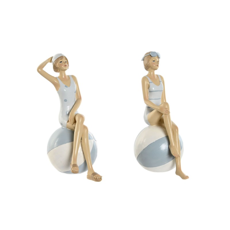 Figurine Décorative Home ESPRIT Blanc Bleu ciel méditerranéen 12 x 8 x 19 cm (2 Unités)