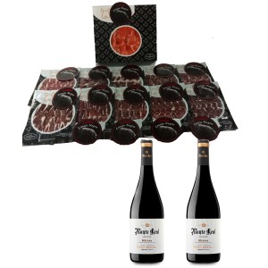 Schinken von der Schulter Linaje Negro 100 g x 10 Flasche Rotwein 750 ml x 2 Monte Real