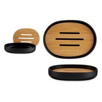 Soap dish Black Brown Bamboo polypropylene 9,5 x 2,5 x 13 cm (6 Units)