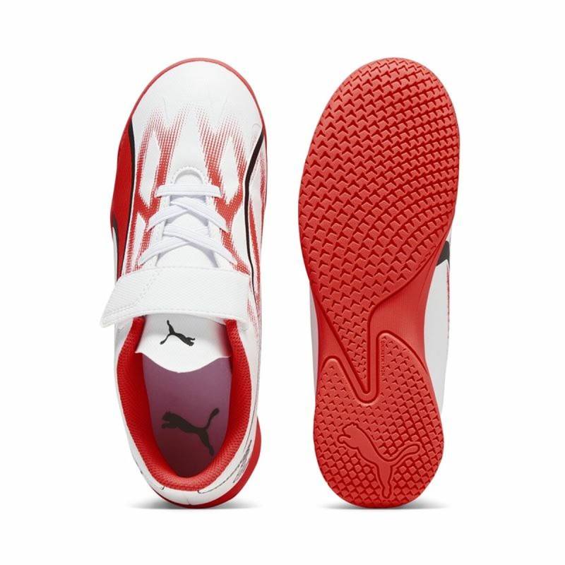 Chaussures de Futsal pour Enfants Puma Ultra Play It V Rouge Blanc Unisexe