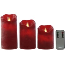 LED Candle Home ESPRIT Red 26,5 x 8 x 17 cm (3 Pieces)