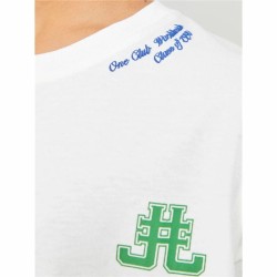 Child's Short Sleeve T-Shirt Jack & Jones Jorcole Back Print White Green