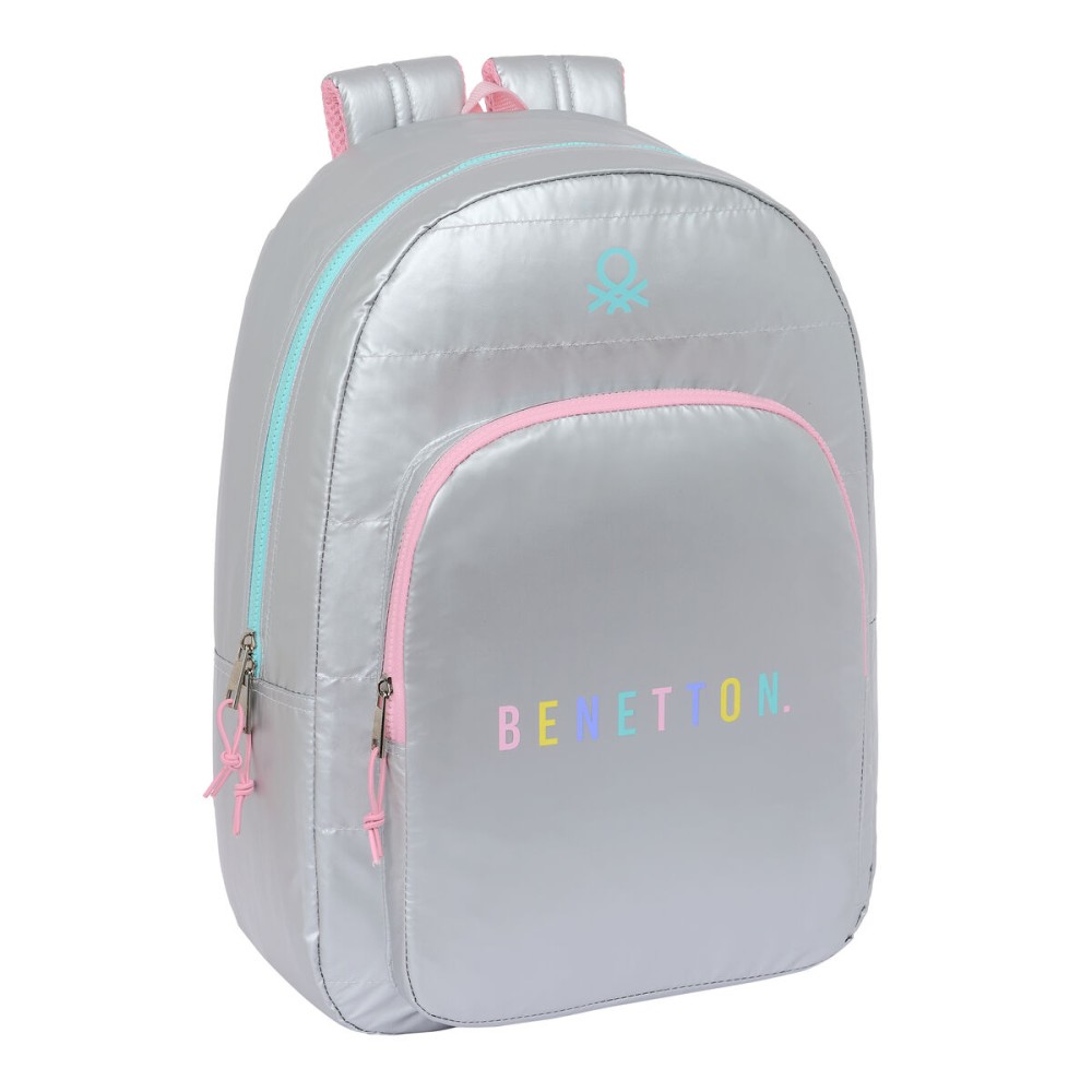 Cartable Benetton Silver Rembourré Argenté 30 x 46 x 14 cm