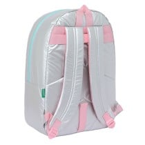 Schulrucksack Benetton Silver Polsterung Silberfarben 30 x 46 x 14 cm