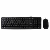 Tastatur mit Maus Nilox COMBO USB NILOX - TECLADO + RATÓN FLAT Schwarz Qwerty Spanisch QWERTY