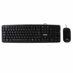 clavier et souris Nilox COMBO USB NILOX - TECLADO + RATÓN FLAT Noir Espagnol Qwerty QWERTY