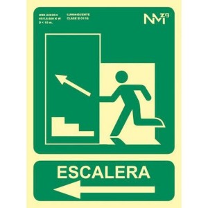 Panneau Archivo 2000 "SALIDA DE EMERGENCIA ESCALERA SUBE IZQUIERDA" PVC 22,4 x 30 cm