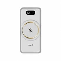 Tragbares Ladegerät Cool Cool Power Bank 10.000mAh 4 Conexiones + Qi Carga Inalambrica Blanco Silberfarben 10000 mAh