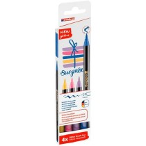 Marker-Set Edding 1340 Brush Bunt Glitzernd Etüie 4 Stücke