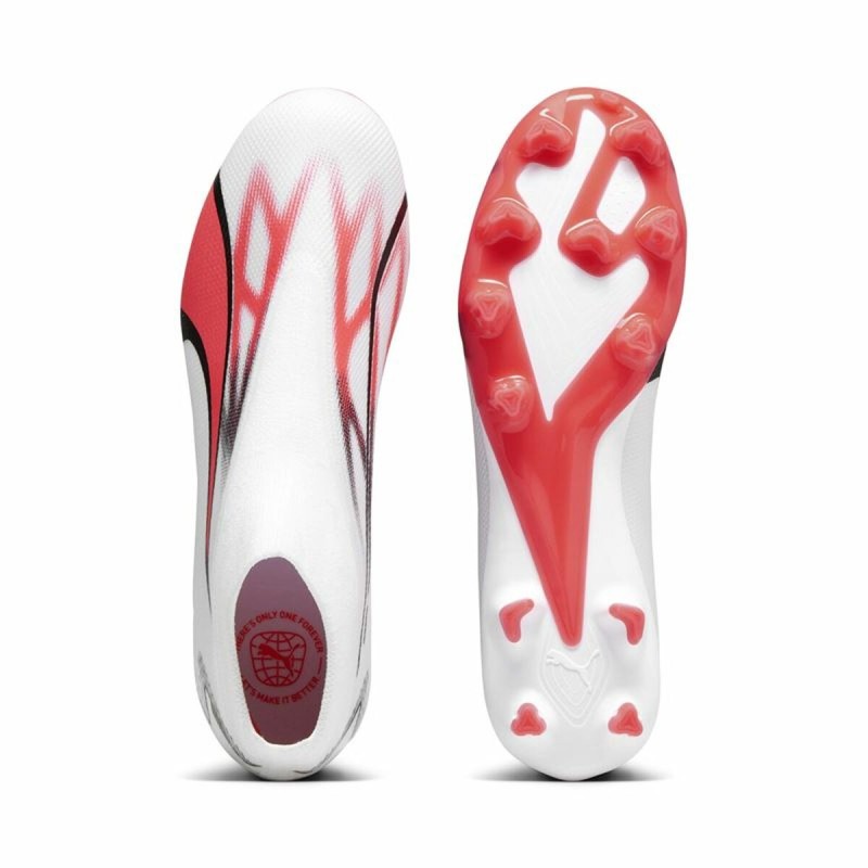 Chaussures de Football pour Adultes Puma Ultra Match+ Ll Fg/A  Blanc Rouge