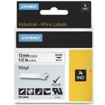 Ruban Laminé pour Etiqueteuses Rhino Dymo ID1-12 12 x 5,5 mm Noir Blanc Autocollants (5 Unités)