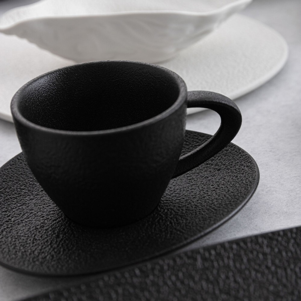 Plate Bidasoa Fosil Black Ceramic Aluminium Oxide 13,3 x 11,6 x 1,7 cm Coffee (12 Units)