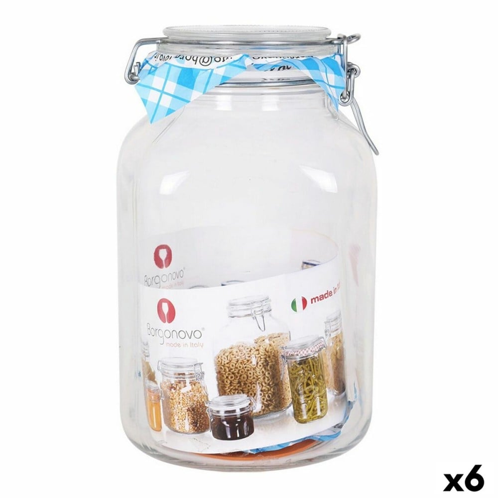 Glass Jar Borgonovo 33216 Hermetic Transparent 3,1 L 13 x 13 x 24 cm (6 Units)