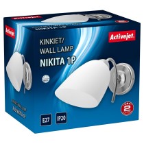 Applique Murale Activejet NIKITA 1P Nikiel Blanc nickel Métal verre 60 W 220-240 V 26 x 12 x 12,5 cm 30 x 12 x 15 cm (1 Pièce)