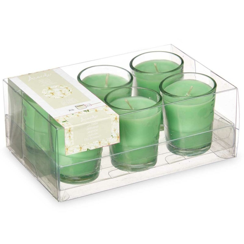 Scented Candle Set Acorde 48-H-AR Jasmine Glass (12 Units)