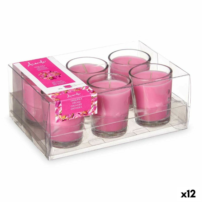 Scented Candle Set Acorde 48-D-AR Orchid Glass (12 Units)