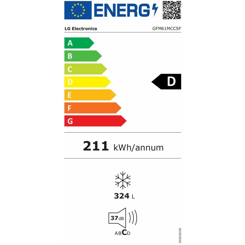 Congélateur LG GFM61MCCSF  185 Noir 324 L