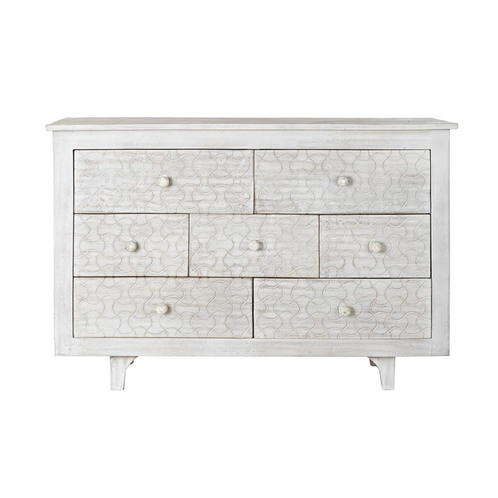 Chest of drawers DKD Home Decor White Multicolour Metal Mango wood Indian Man 30 x 40 cm 112 x 35 x 75 cm