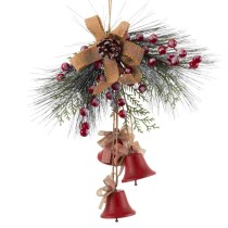 Weihnachtsschmuck Rot Bunt Metall Kunststoff Faser Glocken 36 x 6,5 x 42 cm