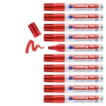 Permanent marker Edding Nº1 Red (10 Units)