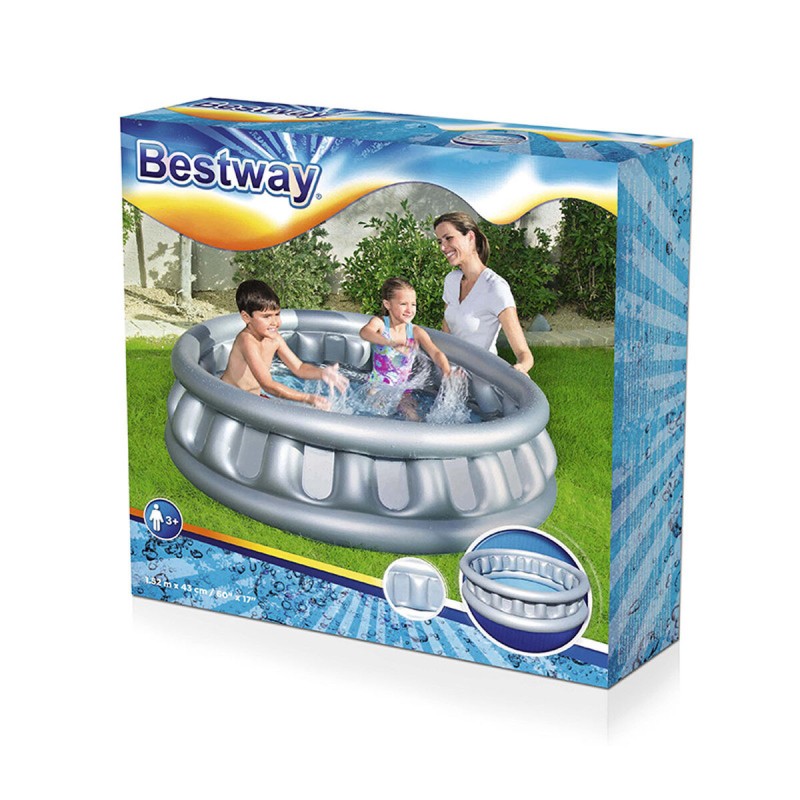 Bestway Piscine Gonflable Enfantine 3 Chambres Vaisseau Spatial 152x43 cm +3 Ans Jardin 51080