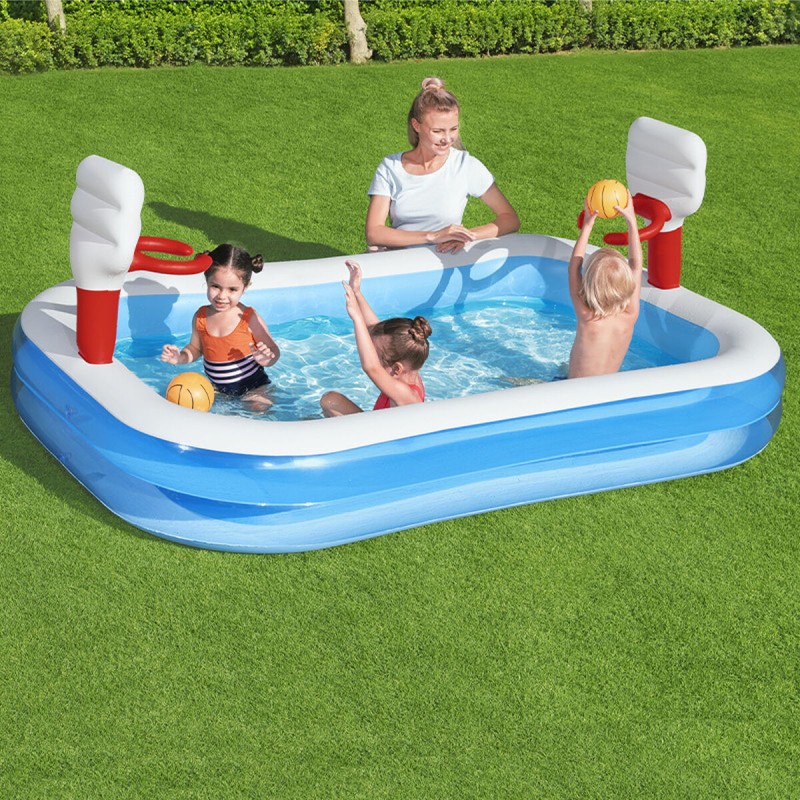 Inflatable Paddling Pool for Children Bestway 636 L 254 x 168 x 102 cm Basketball