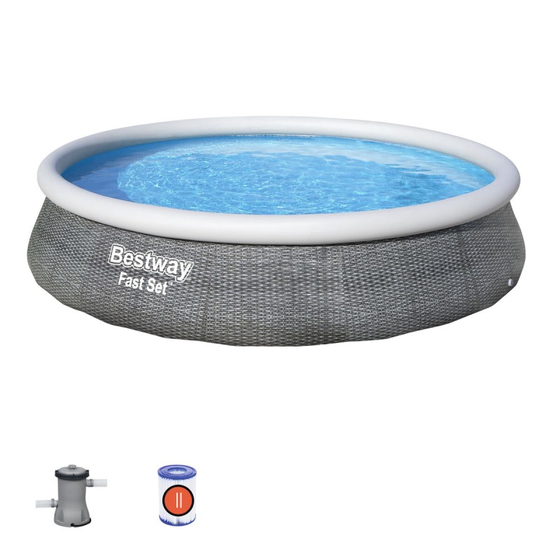 Aufblasbarer Pool Bestway Grau 7340 L 396 x 84 cm