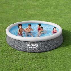 Bestway Aufblasbares Pool für Erwachsene Rattan mit Filter 366x76 cm Garten 57445