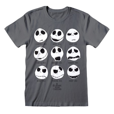 Unisex Kurzarm-T-Shirt The Nightmare Before Christmas Many Faces Dunkelgrau