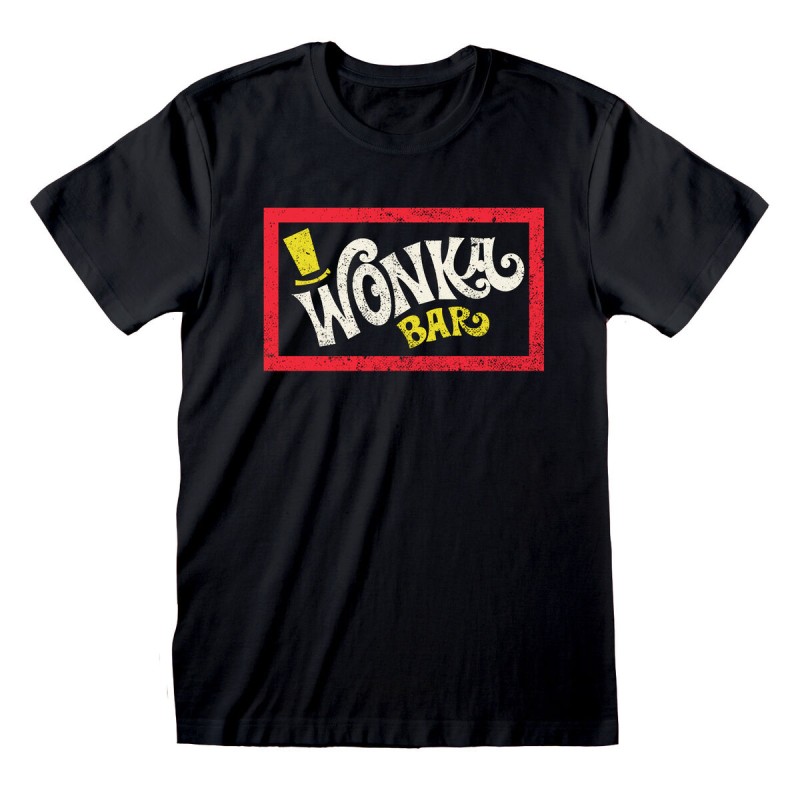 Unisex Kurzarm-T-Shirt Willy Wonka Wonka Bar Schwarz