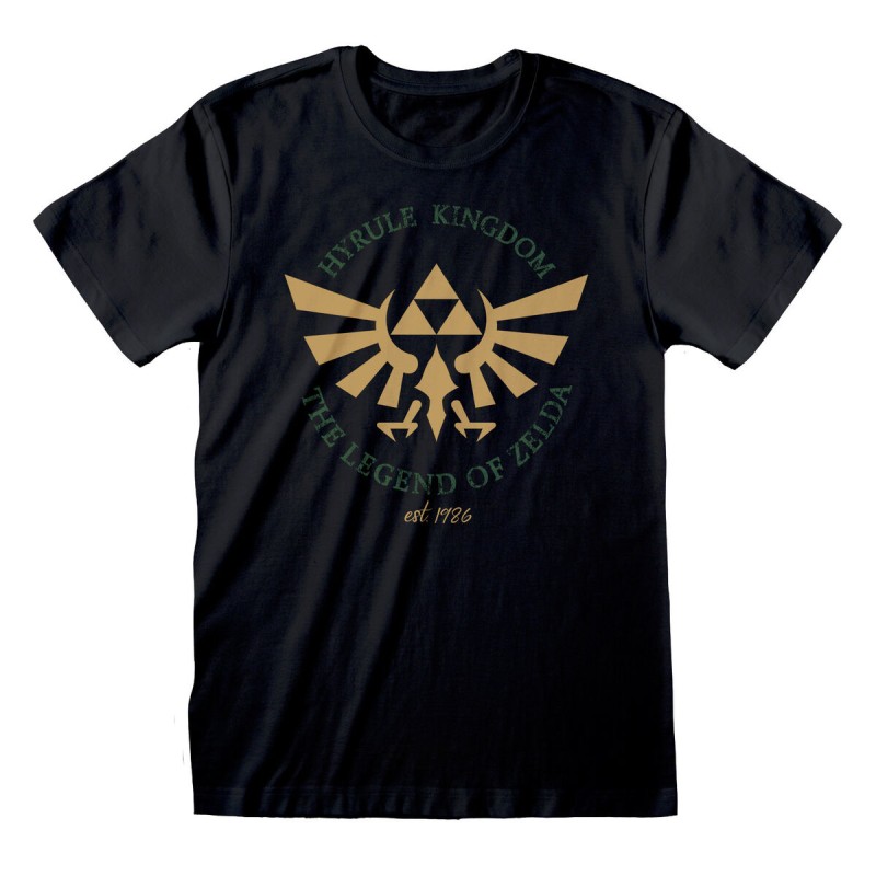 Unisex Short Sleeve T-Shirt The Legend of Zelda Hyrule Kingdom Crest Black