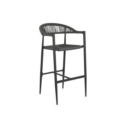 Stool Home ESPRIT Black Dark grey Aluminium Rattan 52 x 55 x 105 cm