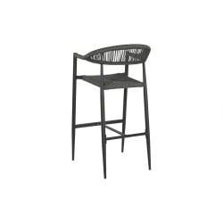 Tabouret Home ESPRIT Noir Gris foncé Aluminium Rotin 52 x 55 x 105 cm