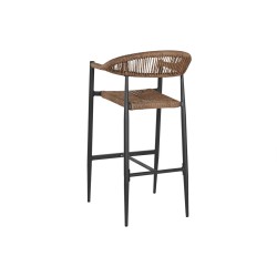 Stool Home ESPRIT Brown Black Aluminium Rattan 52 x 55 x 105 cm