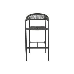 Tabouret Home ESPRIT Noir Gris foncé Aluminium Rotin 52 x 55 x 105 cm