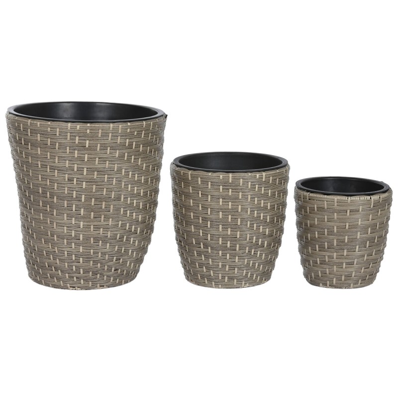 Set of Planters Home ESPRIT polypropylene Rattan 40 x 40 x 45 cm