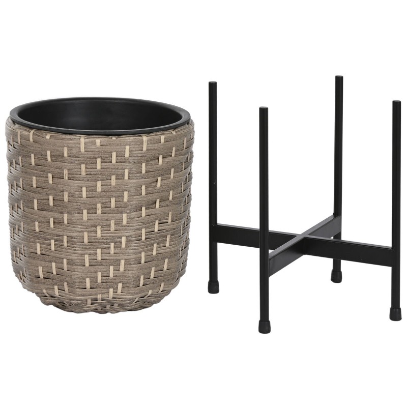 Satz Blumentöpfe Home ESPRIT Metall Polypropylen Rattan 39 x 39 x 49 cm