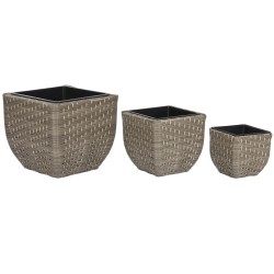 Set of Planters Home ESPRIT polypropylene Rattan 40 x 40 x 36 cm