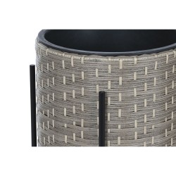 Set of Planters Home ESPRIT Metal polypropylene Rattan 39 x 39 x 49 cm