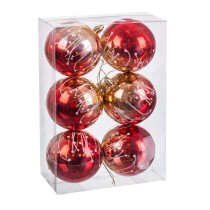 Boules de Noël Rouge Plastique Ø 8 cm 24 X 8 X 16 CM (6 Unités)