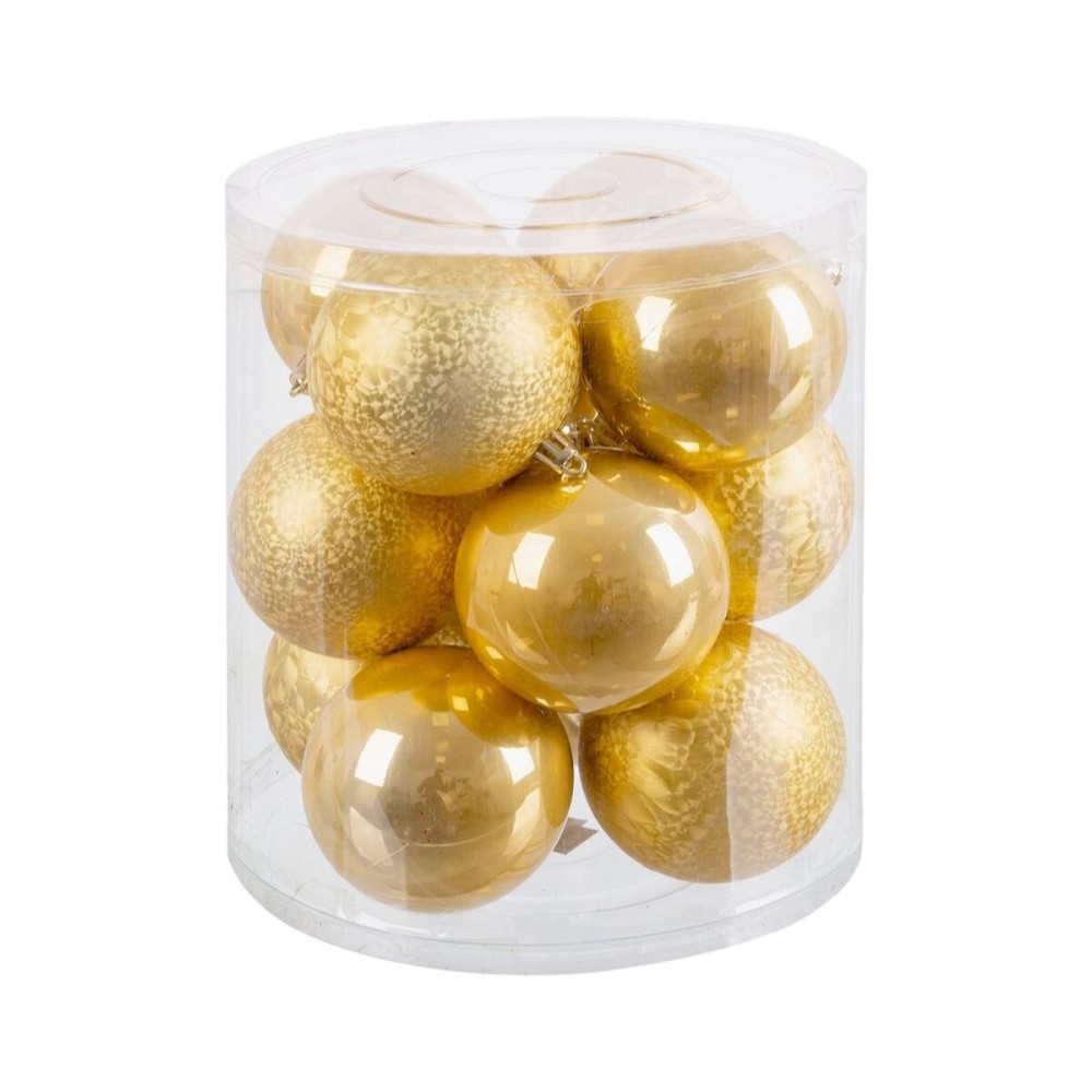 Weihnachtsbaumkugeln Gold Kunststoff Ø 8 cm 19,5 X 19,5 X 22 CM (12 Stück)