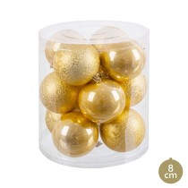 Weihnachtsbaumkugeln Gold Kunststoff Ø 8 cm 19,5 X 19,5 X 22 CM (12 Stück)