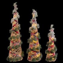 Sapin de Noël Multicouleur Fibre naturelle 20 x 20 x 80 cm (3 Unités)