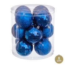 Weihnachtsbaumkugeln Blau Kunststoff Ø 8 cm 19,5 X 19,5 X 22 CM (12 Stück)