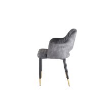 Siège Romimex Noir Gris Velours Métal Bois MDF 60 x 85 x 58 cm