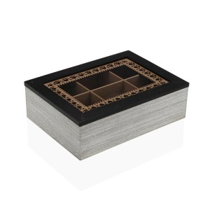 Boîte pour infusions Versa Noir Bois MDF 18 x 7,5 x 24 cm