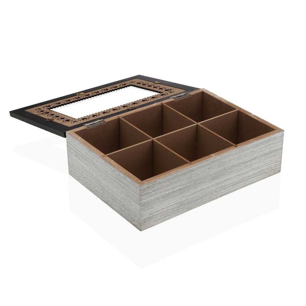 Boîte pour infusions Versa Noir Bois MDF 18 x 7,5 x 24 cm