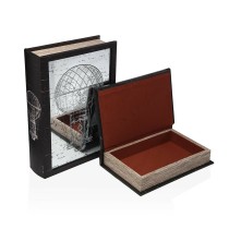 Set of decorative boxes Versa Canvas MDF Wood Book 7 x 21 x 30 cm