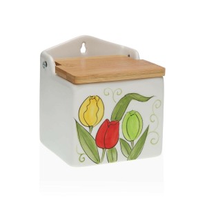 Salière avec couvercle Versa Céramique Bambou Dolomite Tulipe 10 x 12,5 x 11 cm